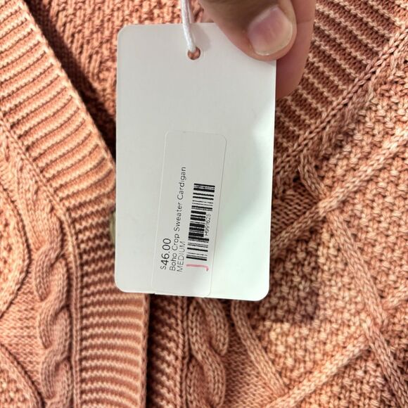 HEYSON Baked Clay Washed Cable Knit Button Down Cardigan Medium Bohemian NEW - Picture 8 of 9